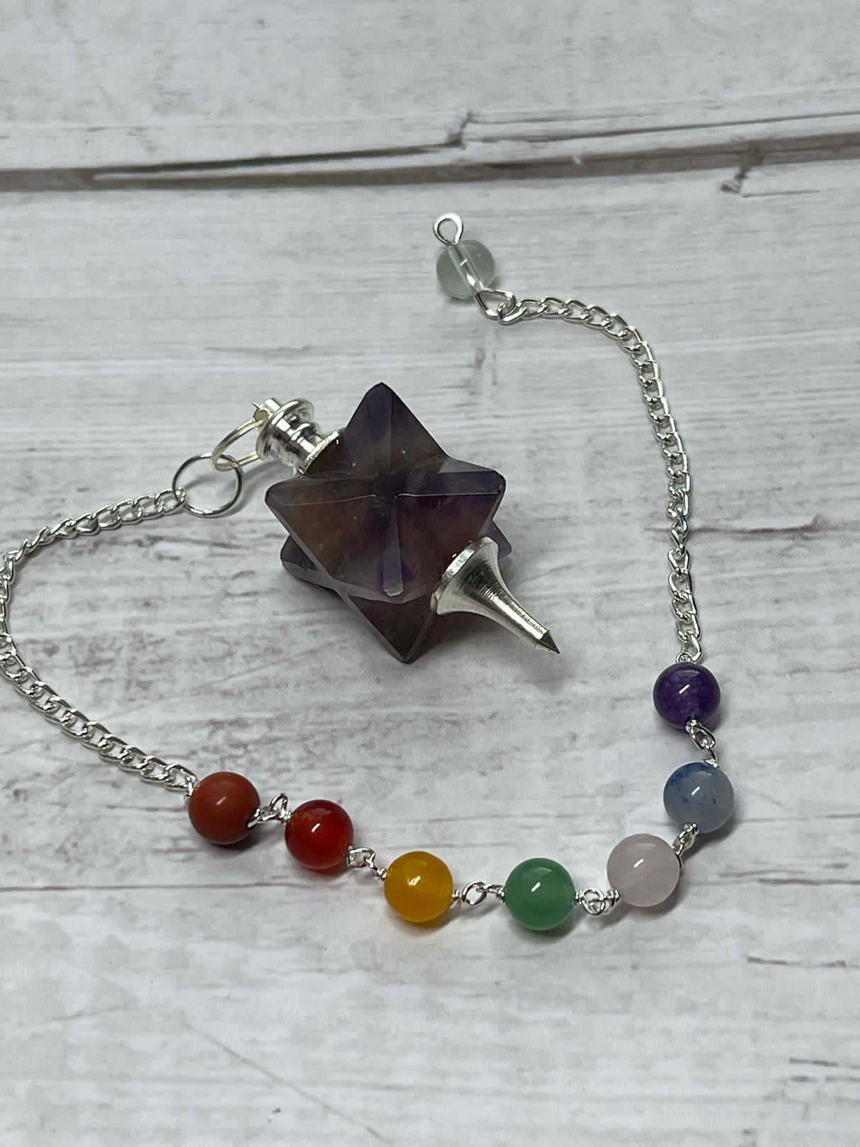 Chevron Amethyst Merkaba Pendulum- Protection & Intuition