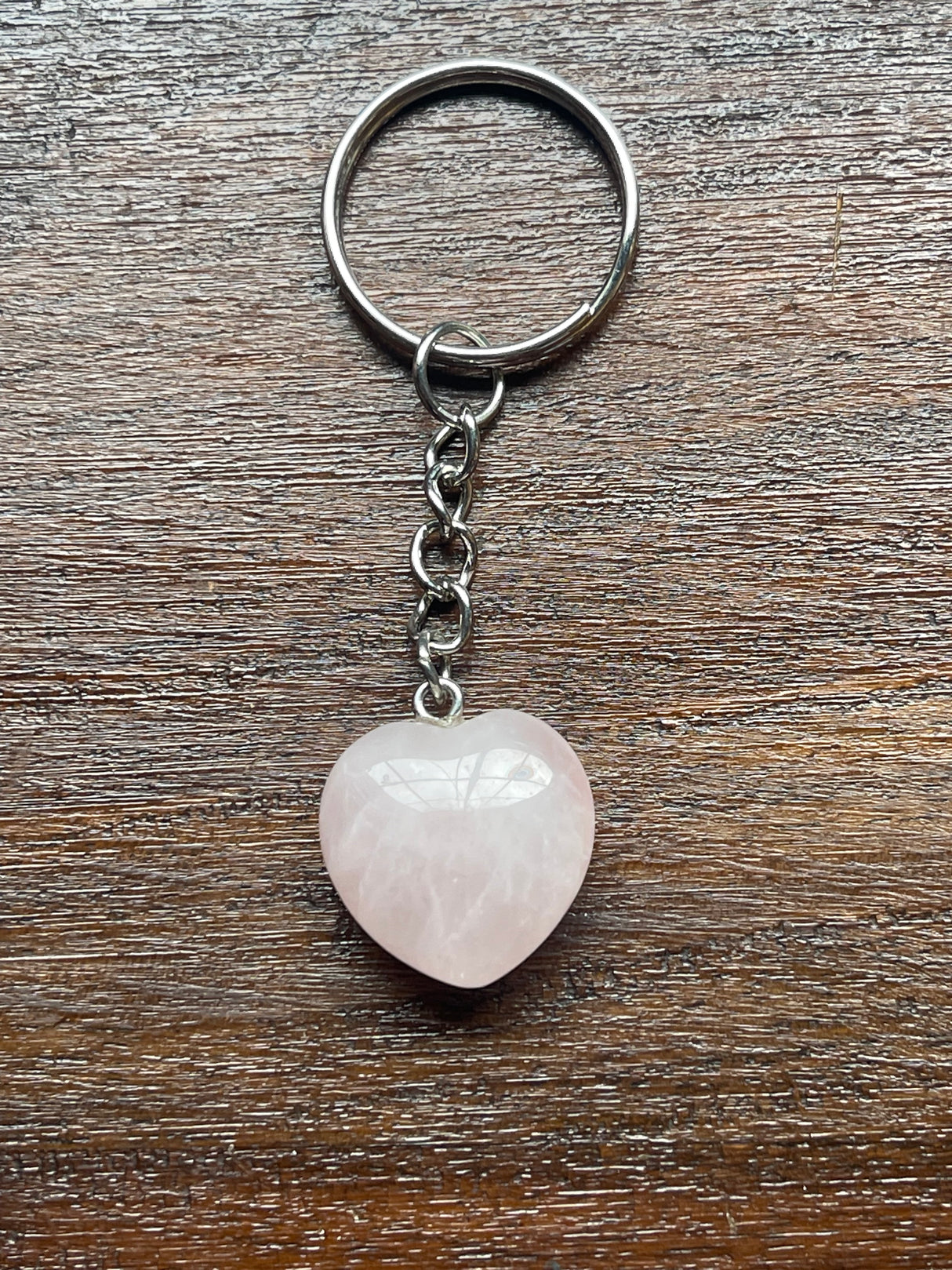 Rose Quartz Heart Keyring - Love & Self-esteem