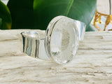 Clear Quartz Sterling Silver XL Bangle - Goddess Diana