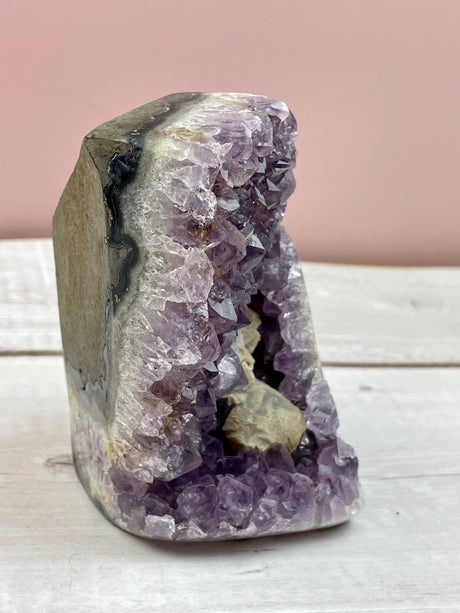 Amethyst Cluster with Calcite Inclusions 747g  #23 - Protection. Intuition. Healing.