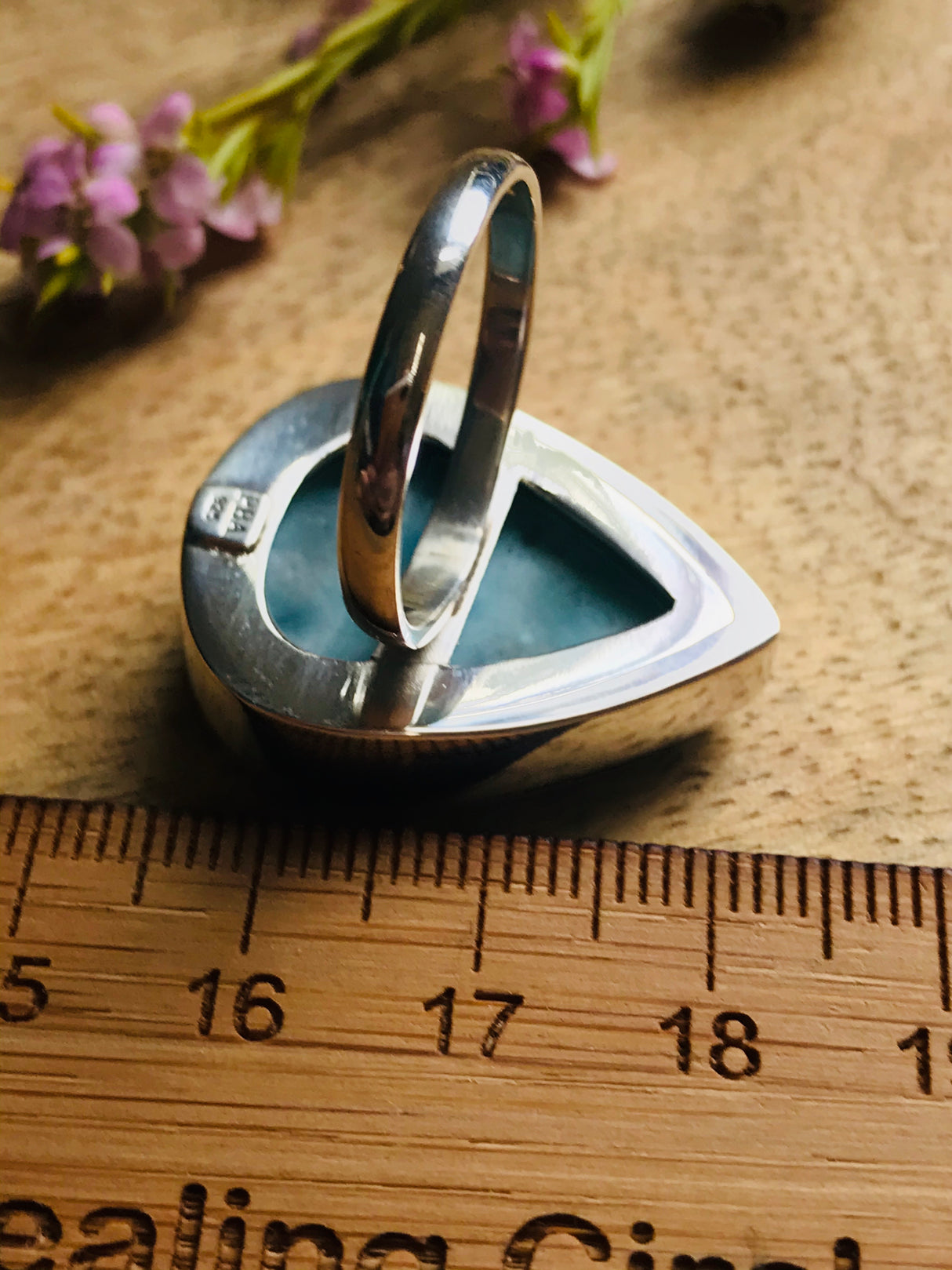 Larimar Large Silver Ring Size 10 - Calming