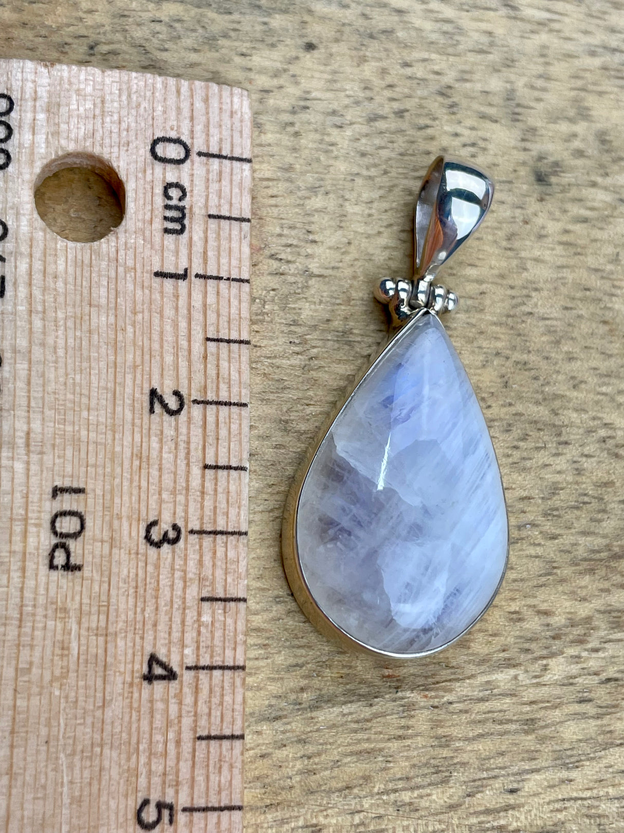 Moonstone Rainbow Pendant & Silver Chain #4 - Inner Peace & New Beginnings