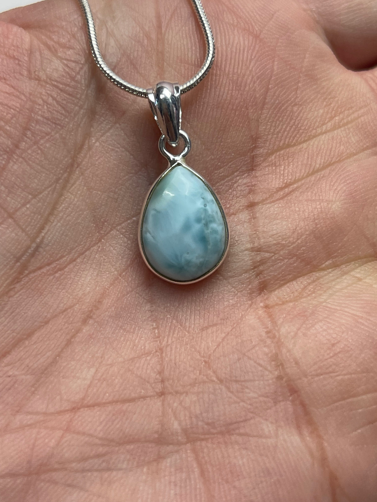 Larimar Small Silver Pendant  - Calming