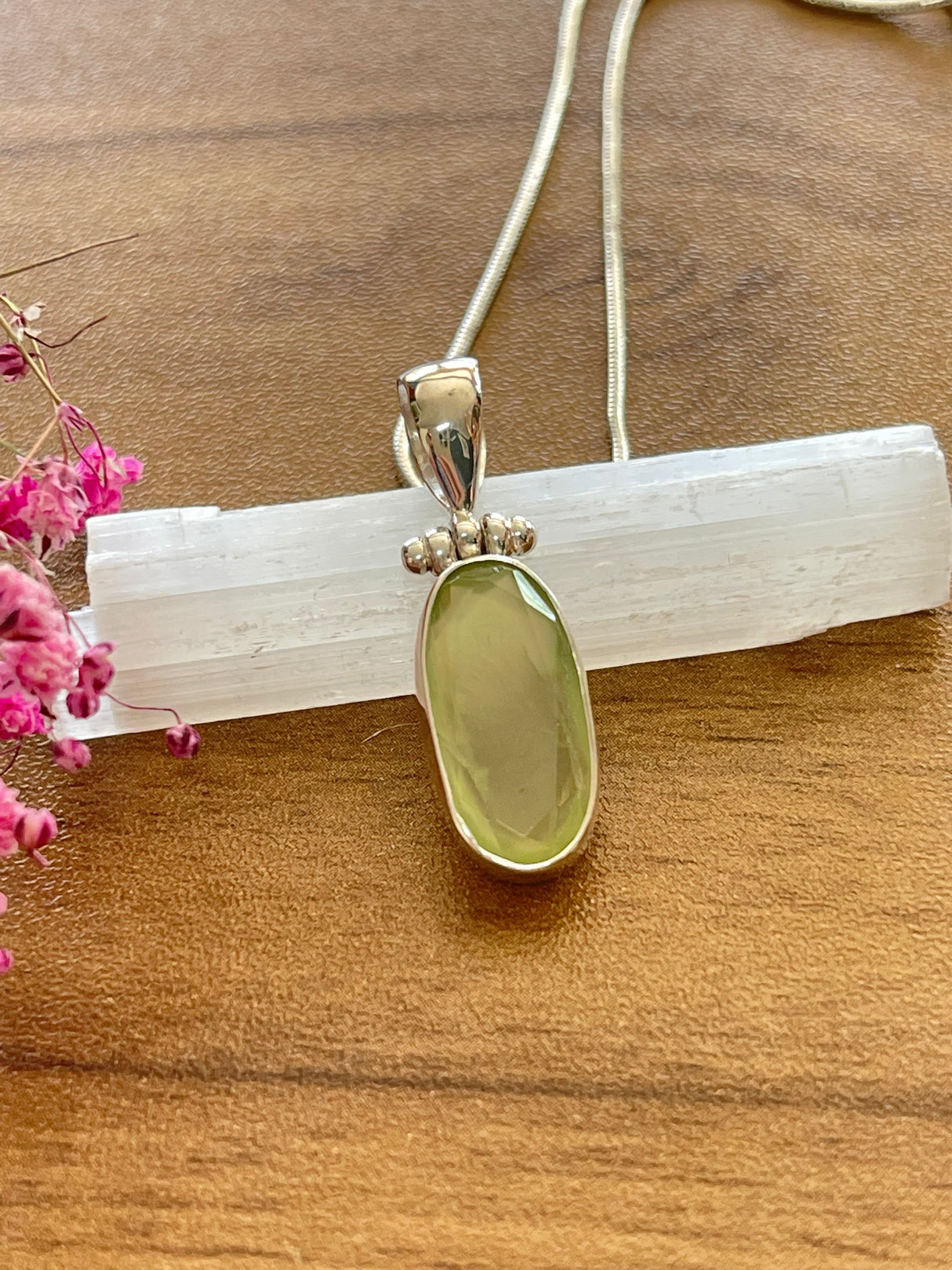 Prehnite Pendant - Spiritual Growth. Stone of Magic