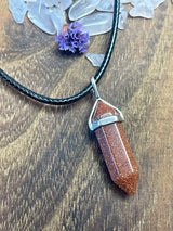 Goldstone Brown Bullet Necklace - Achieve Goals