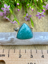 Amazonite Silver Ring Size 7 - Wealth. Soothing.