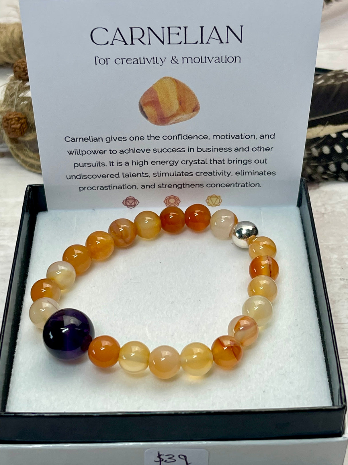 Carnelian and Amethyst Bracelet - Courage