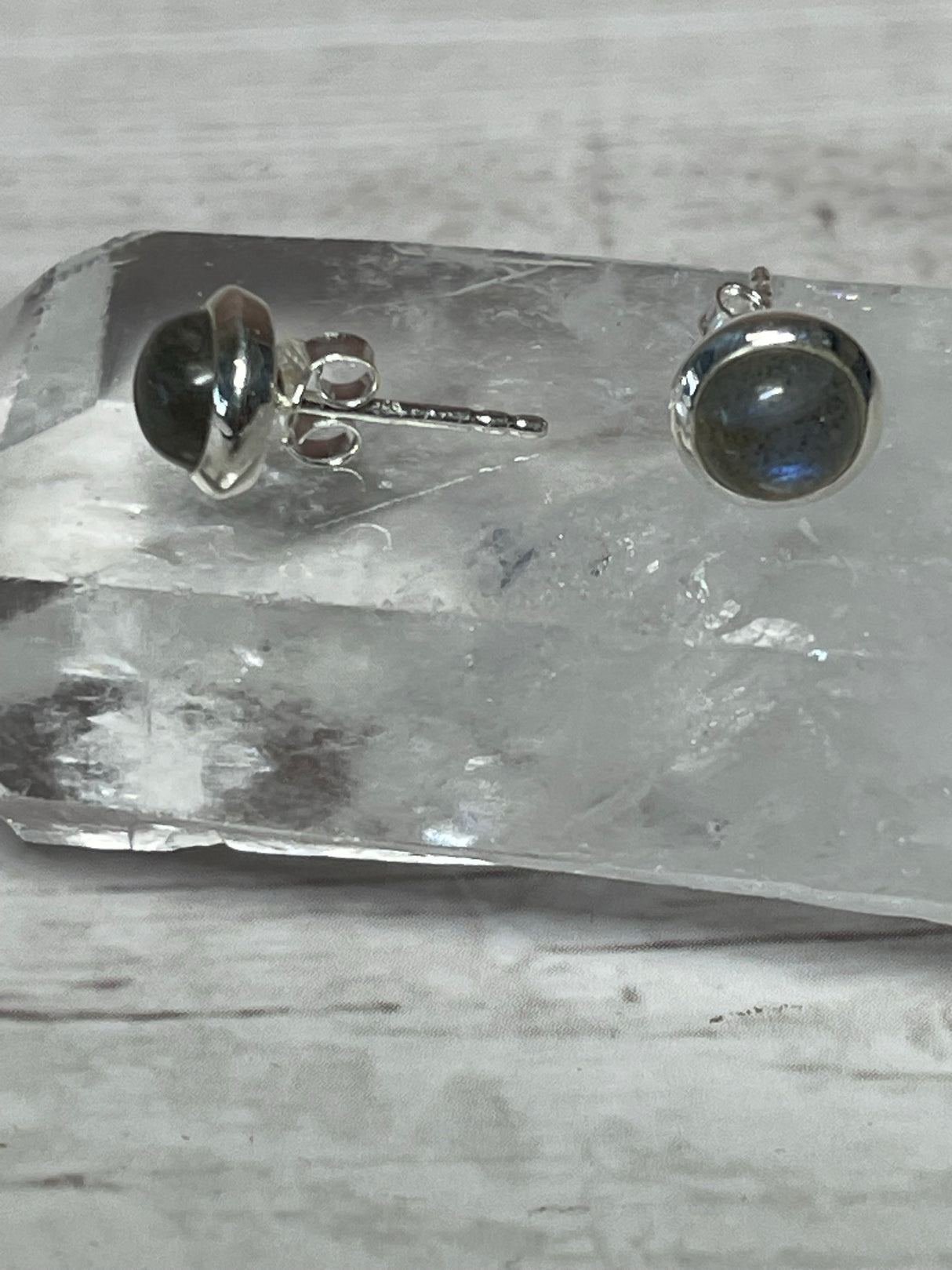 Labradorite Stud Silver Earrings - Magic