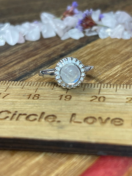 Rainbow Moonstone Ring Size 6 - Inner Peace. Protection.