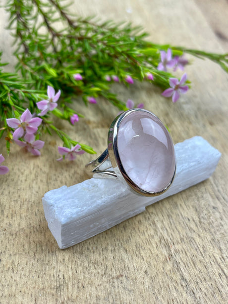 Rose Quartz Ring Size 8 - Love & Stress Relief